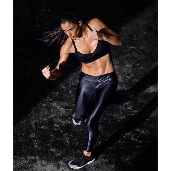 Koral Black Shiny High Waist Sexy Casual Athletic Athleisure Wear Leggings - Picture 10 of 14